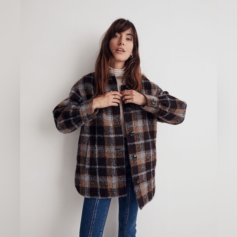 Belrose oversized shirt jacket in wool alpaca blend